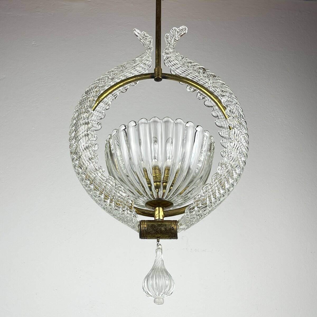 Murano chandelier by Ercole Barovier for Barovier & Toso, 1930s