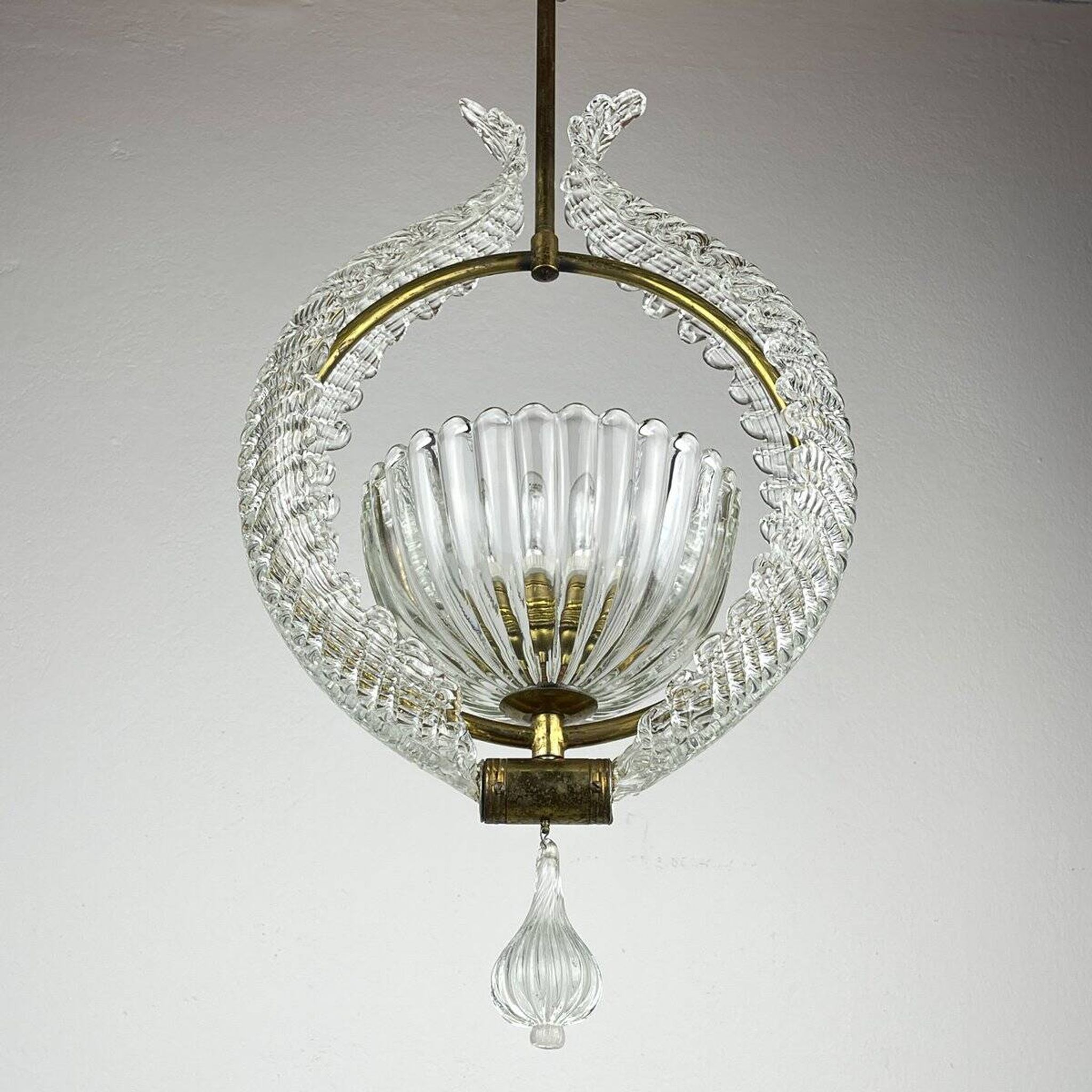 Murano chandelier by Ercole Barovier for Barovier & Toso, 1930s