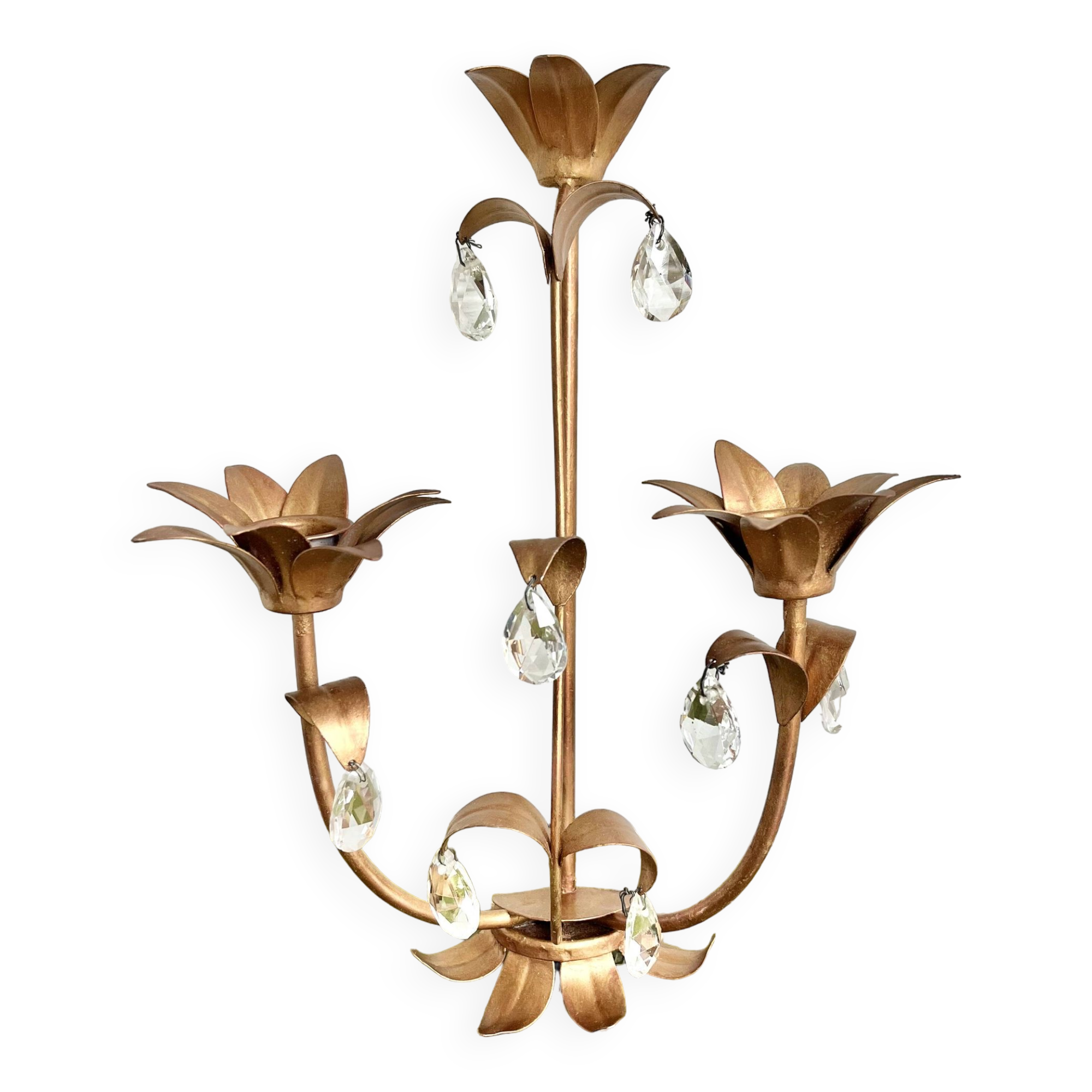 Flower and tassel applique candle holder