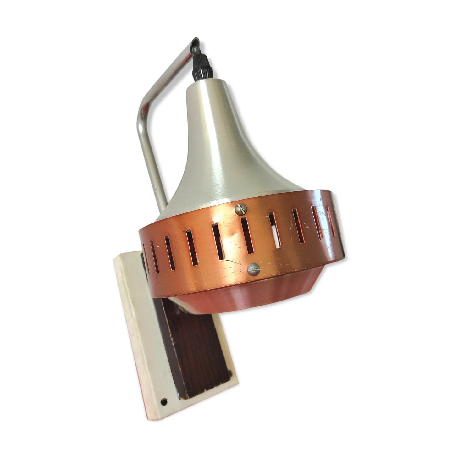 Wall lamp in aluminum and metal orange design 70s
