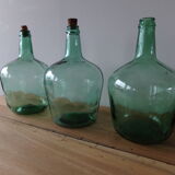 Set of 3 green demijohn