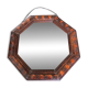 Octagonal mirror, glossy varnished oak, Art Deco.