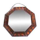 Miroir octogonal  chêne vernis brillant Art Déco