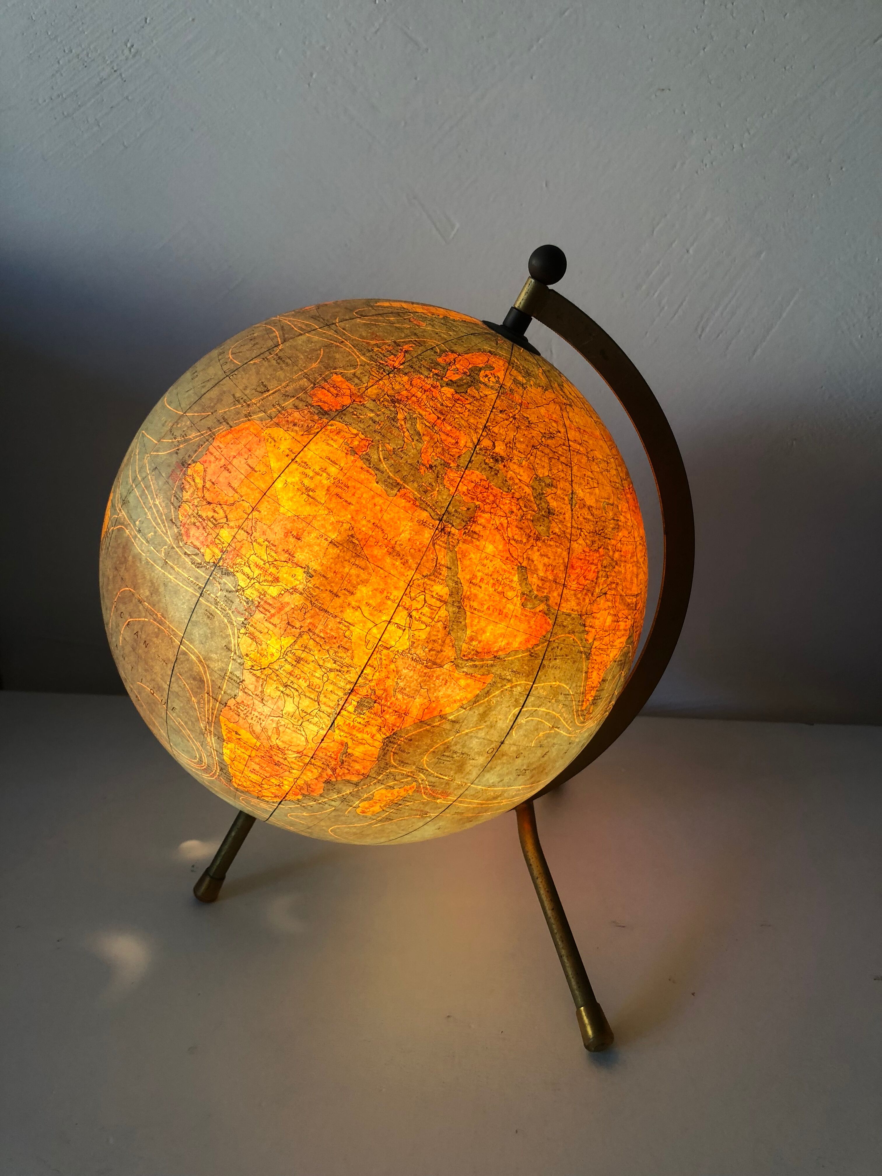 World map globe tripod vintage