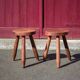 Pair of vintage stools, wooden stool, tripod stool, plant holder