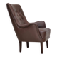 1970s, Danish armchair, original brown furniture leather.