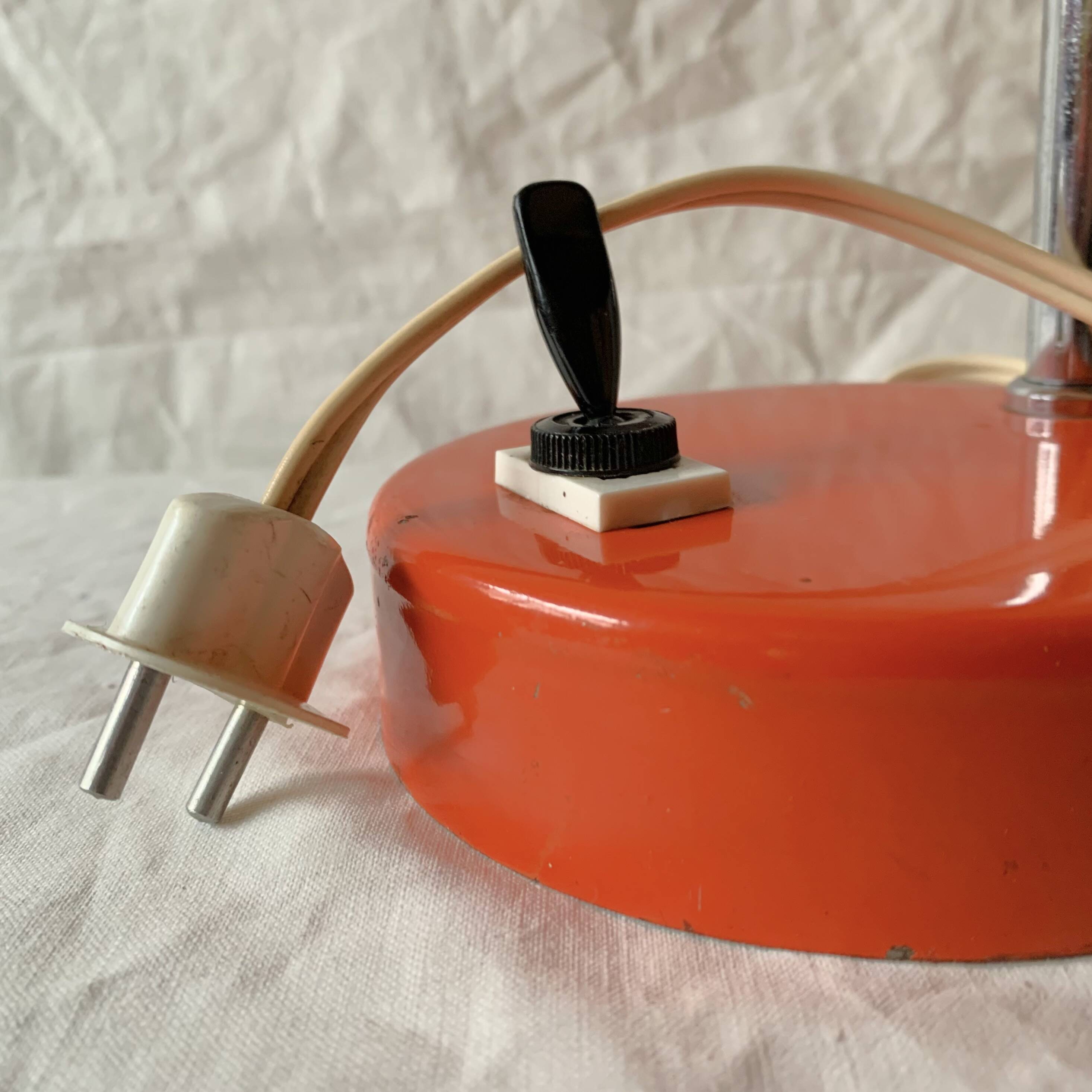 Vintage desk lamp in orange lacquered metal