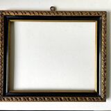 Cadre bois ancien Bordure noire & dorée 28,5 cm x 24 cm