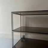 Hi-fi or TV cabinet in wired metal & smoked glass in the Sauze style, 1970
