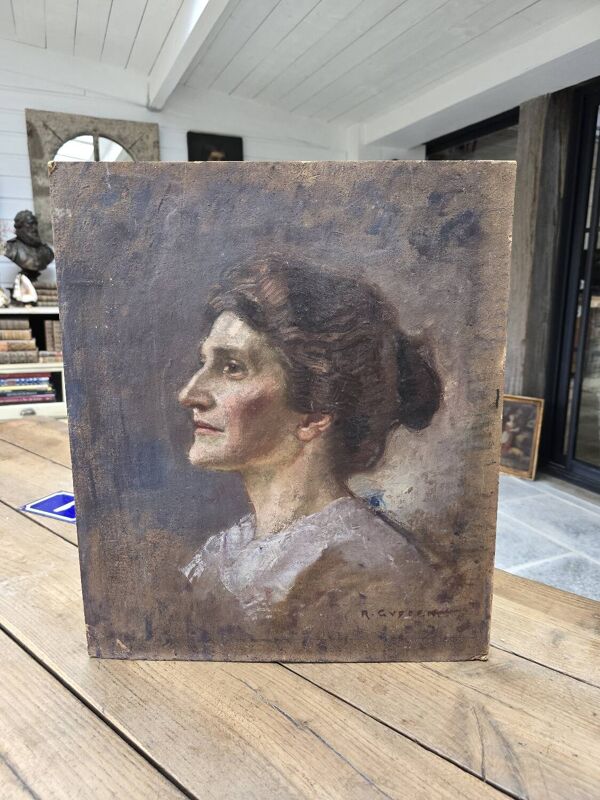 Portrait huile sur carton