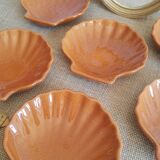 Set of 6 glazed scallop shell ramekins Emile Henry France