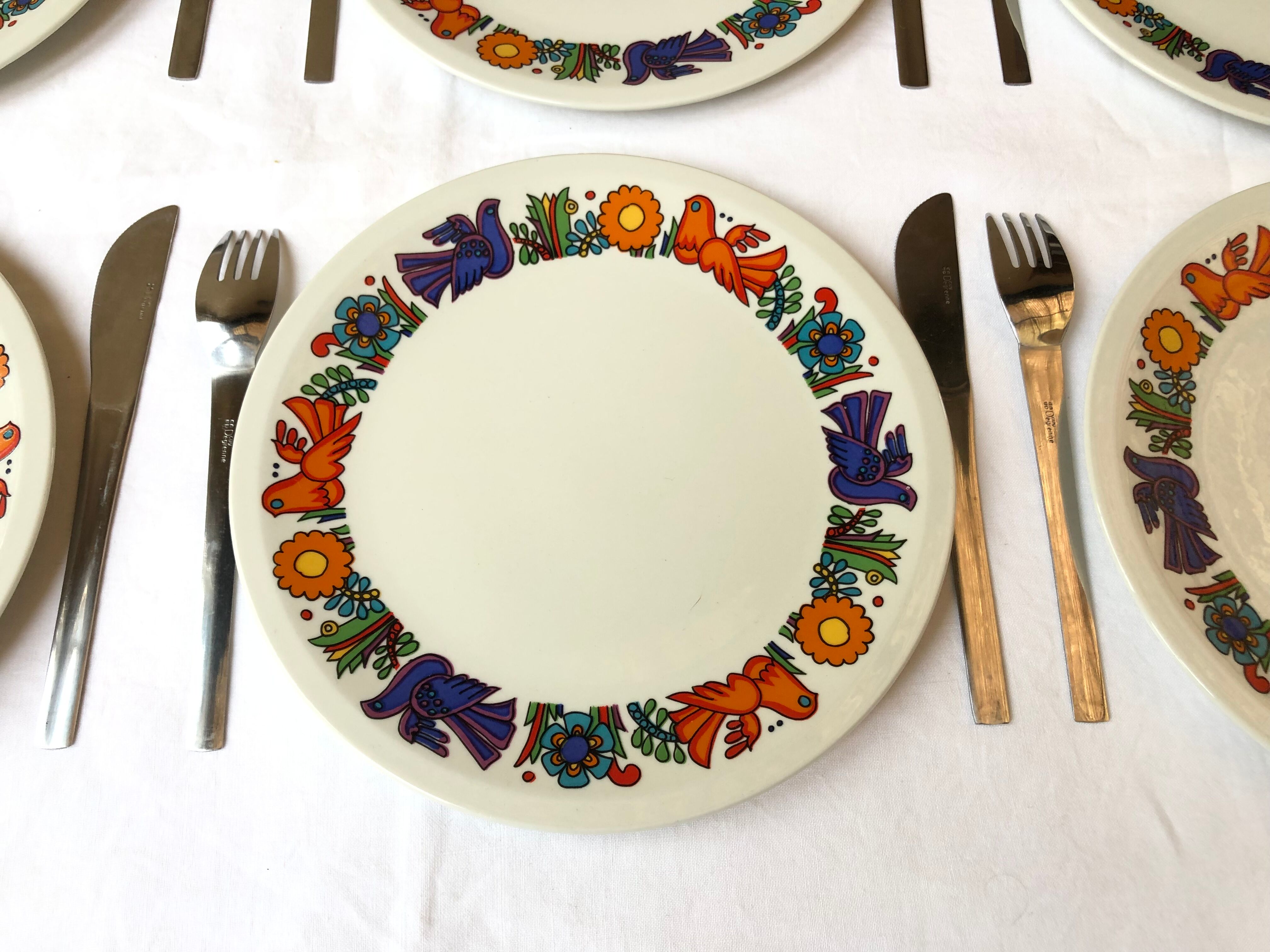 6 dessert plates Villeroy & Boch service Acapulco vintage 70