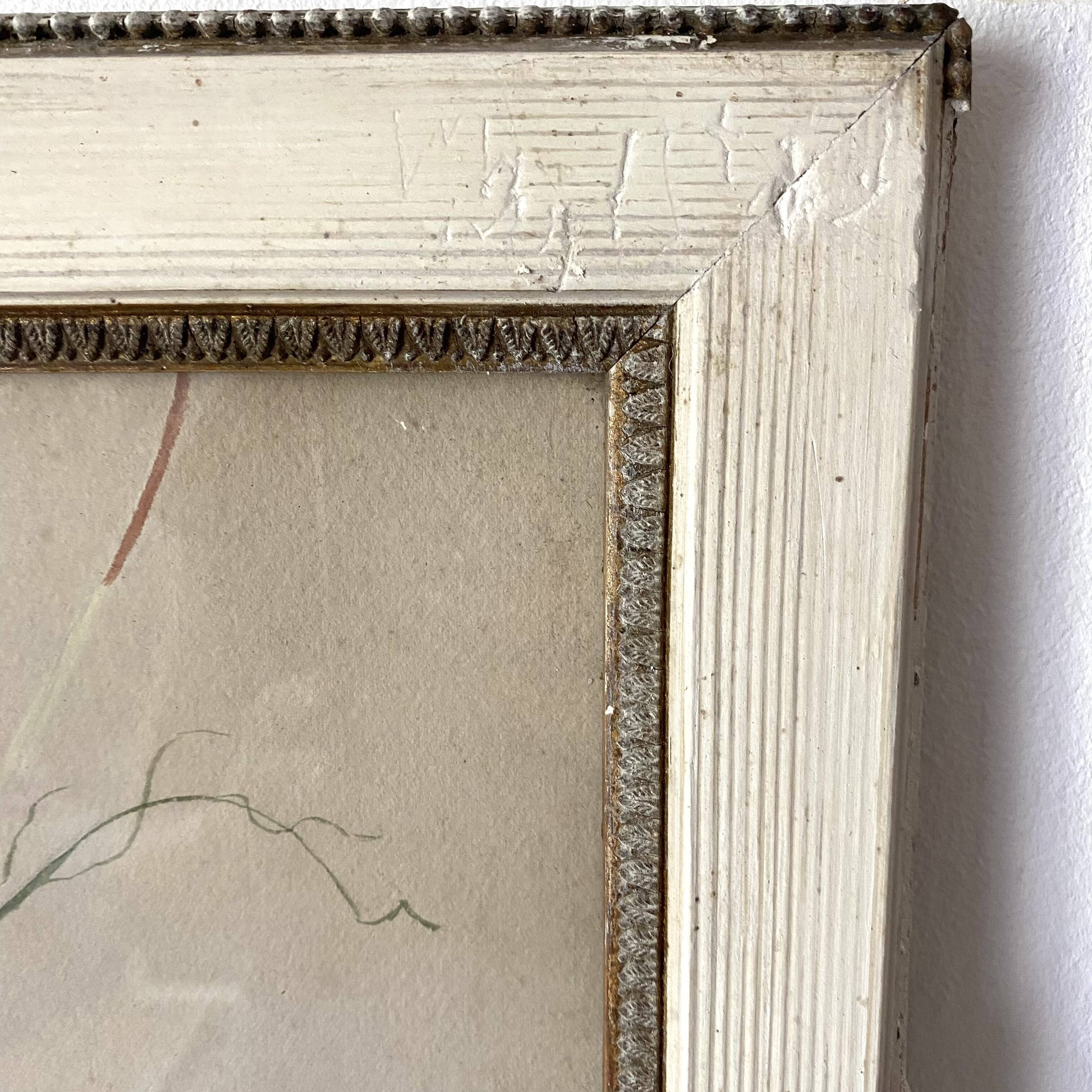 Triptych of old watercolors, flowers, 19th century