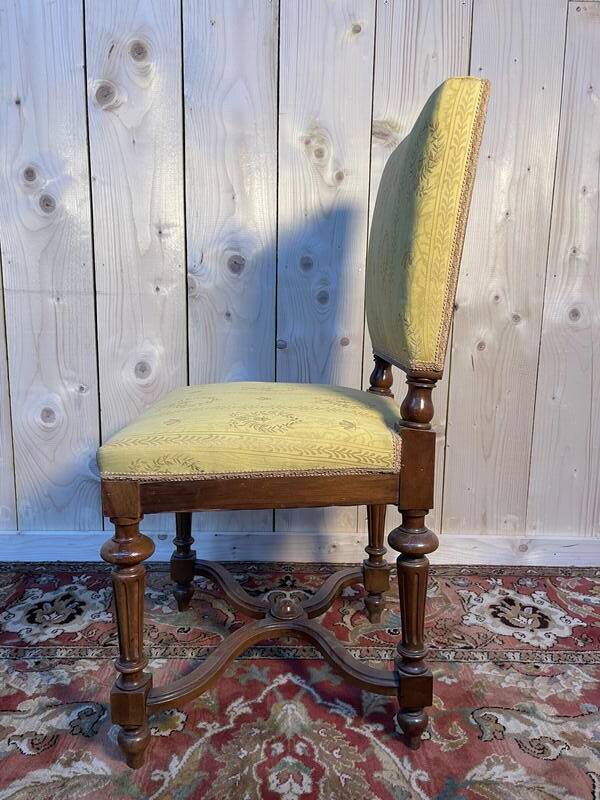 Suite de 6 chaises Napoléon III en noyer et tissu