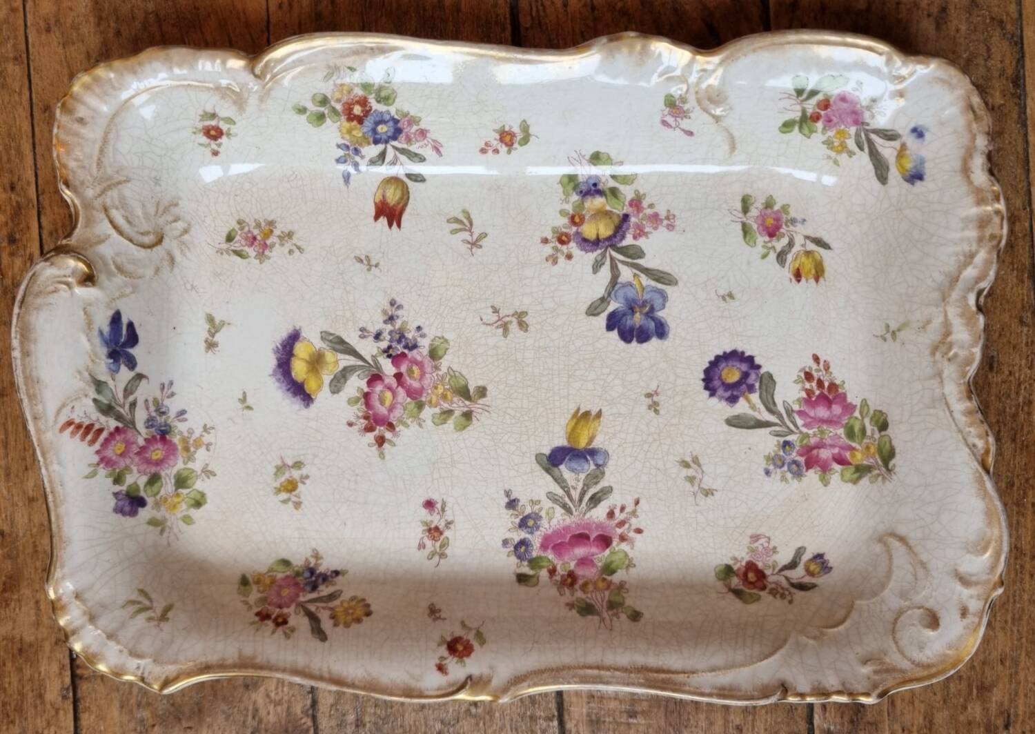 Late 19th century floral porcelain tray