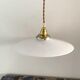 Vintage suspension lamp in white opaline electrified to nine
