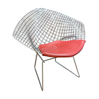 Bertoia Diamond chair with Knoll' edition leather patty