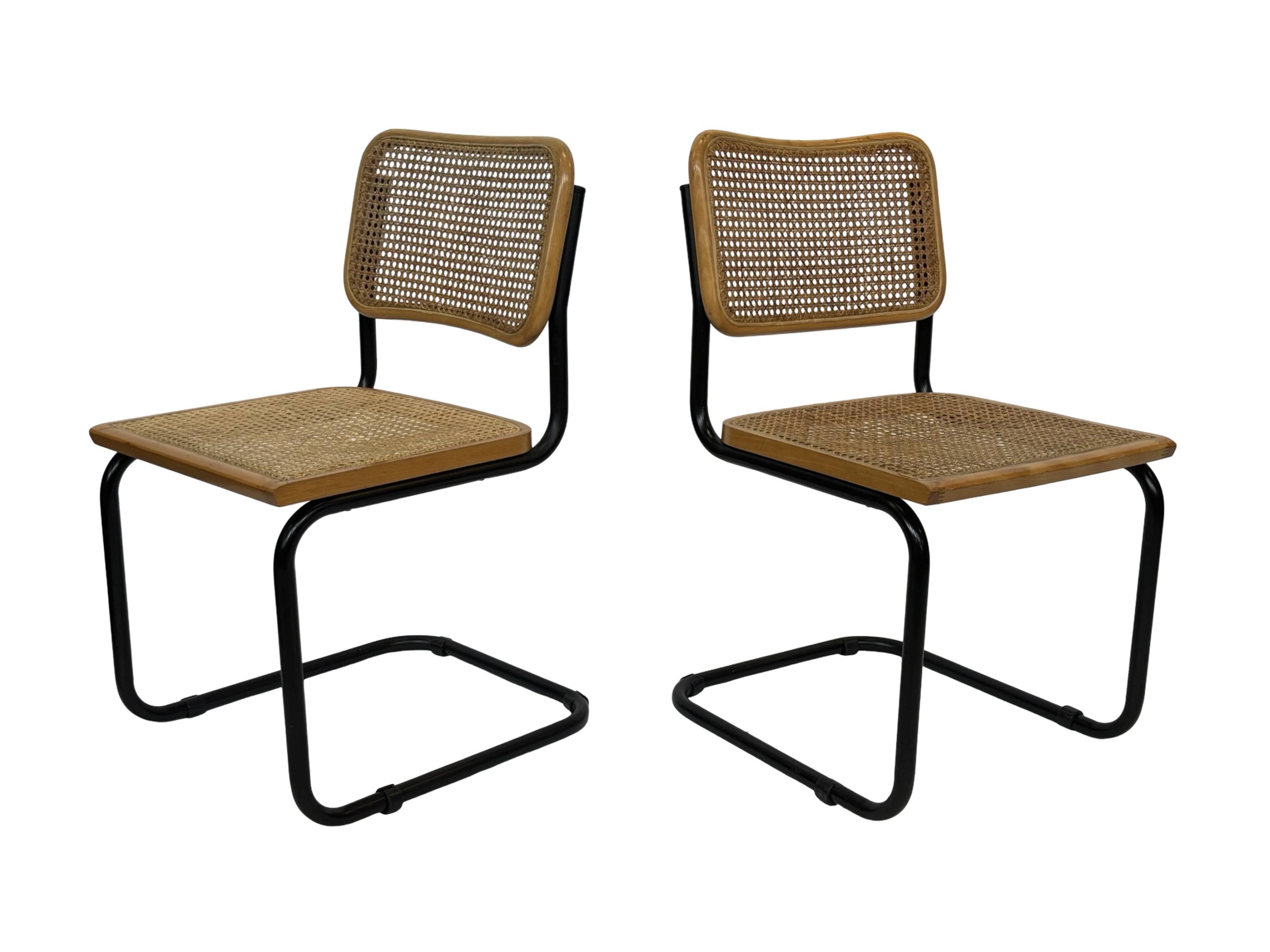 Set of 4 chairs Cesca B32 designed by Marcel Breuer design black frame