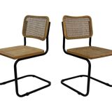 Set of 4 chairs Cesca B32 designed by Marcel Breuer design black frame
