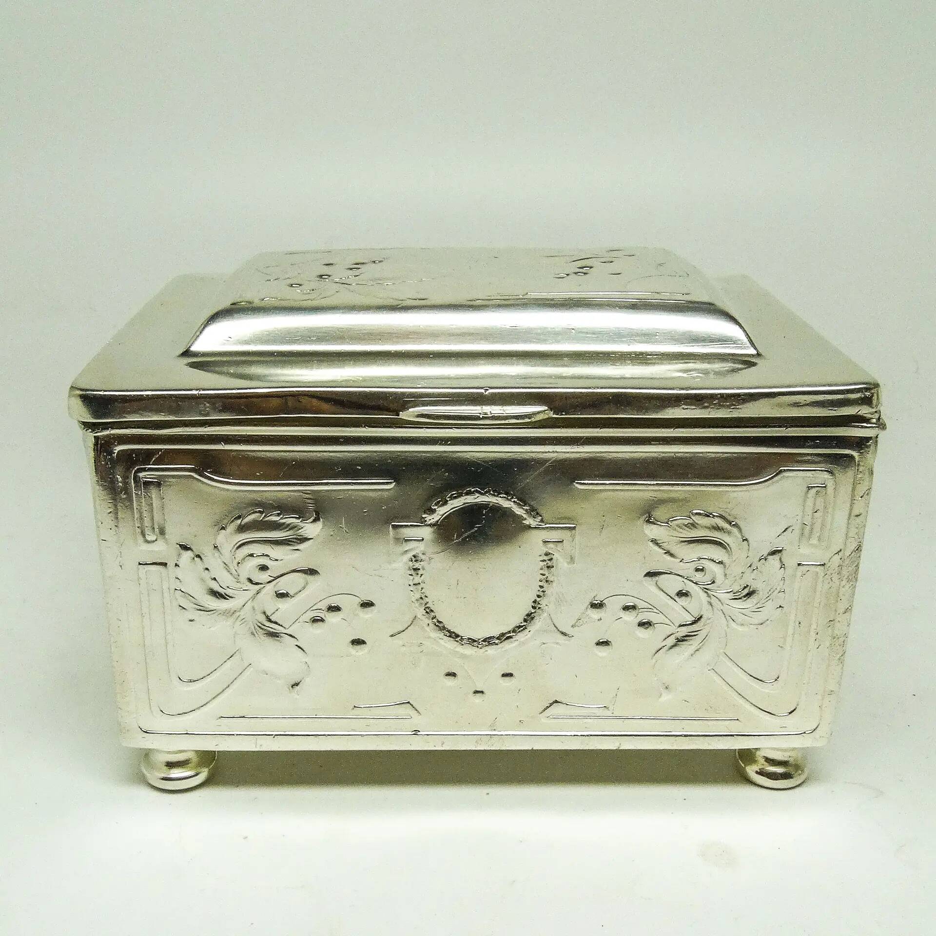 Sugar bowl, Art Nouveau, silver-plated brass, Poland, early 20th century