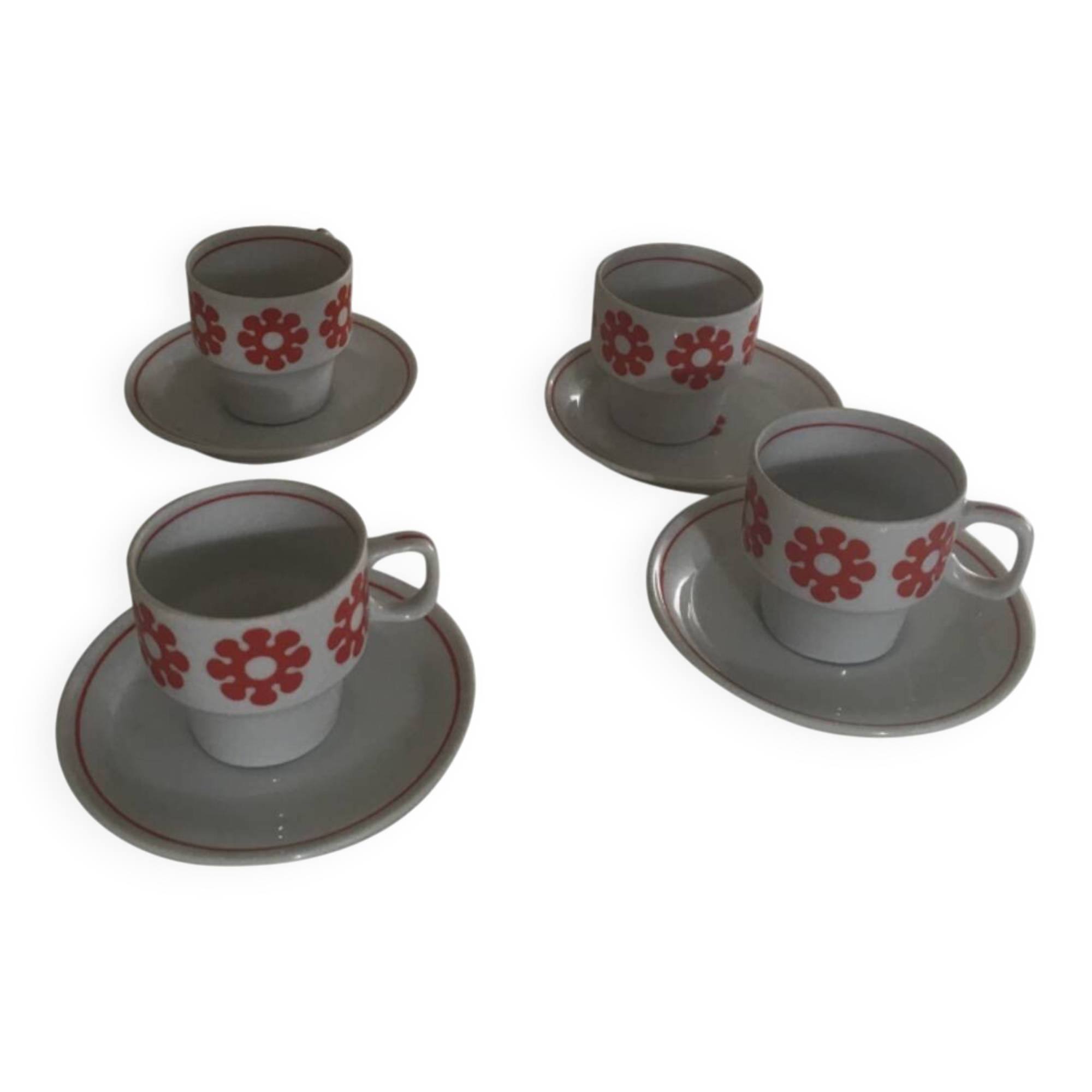 Rare ensemble Hollohaza 4 tasses orange pop