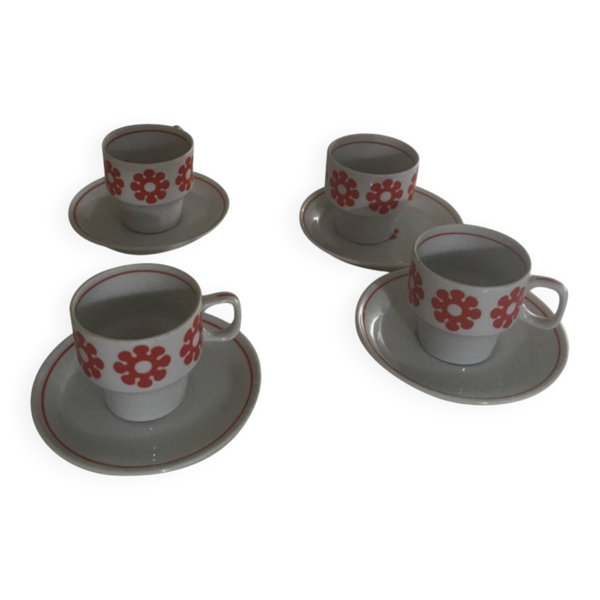 Rare ensemble Hollohaza 4 tasses orange pop