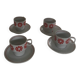 Rare ensemble Hollohaza 4 tasses orange pop
