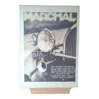 An advertisement car horn paper and headlight Marchal matt lamination reviewed 1933