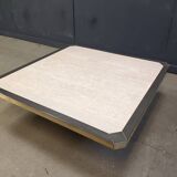 Vintage belgochrom 23kt gold and travertine coffee table , 1970s