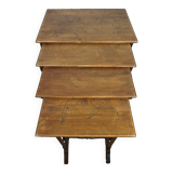 4 nesting tables in art nouveau wood with floral decor