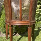 Fauteuil en bois fruitier et cannage style Louis XVl