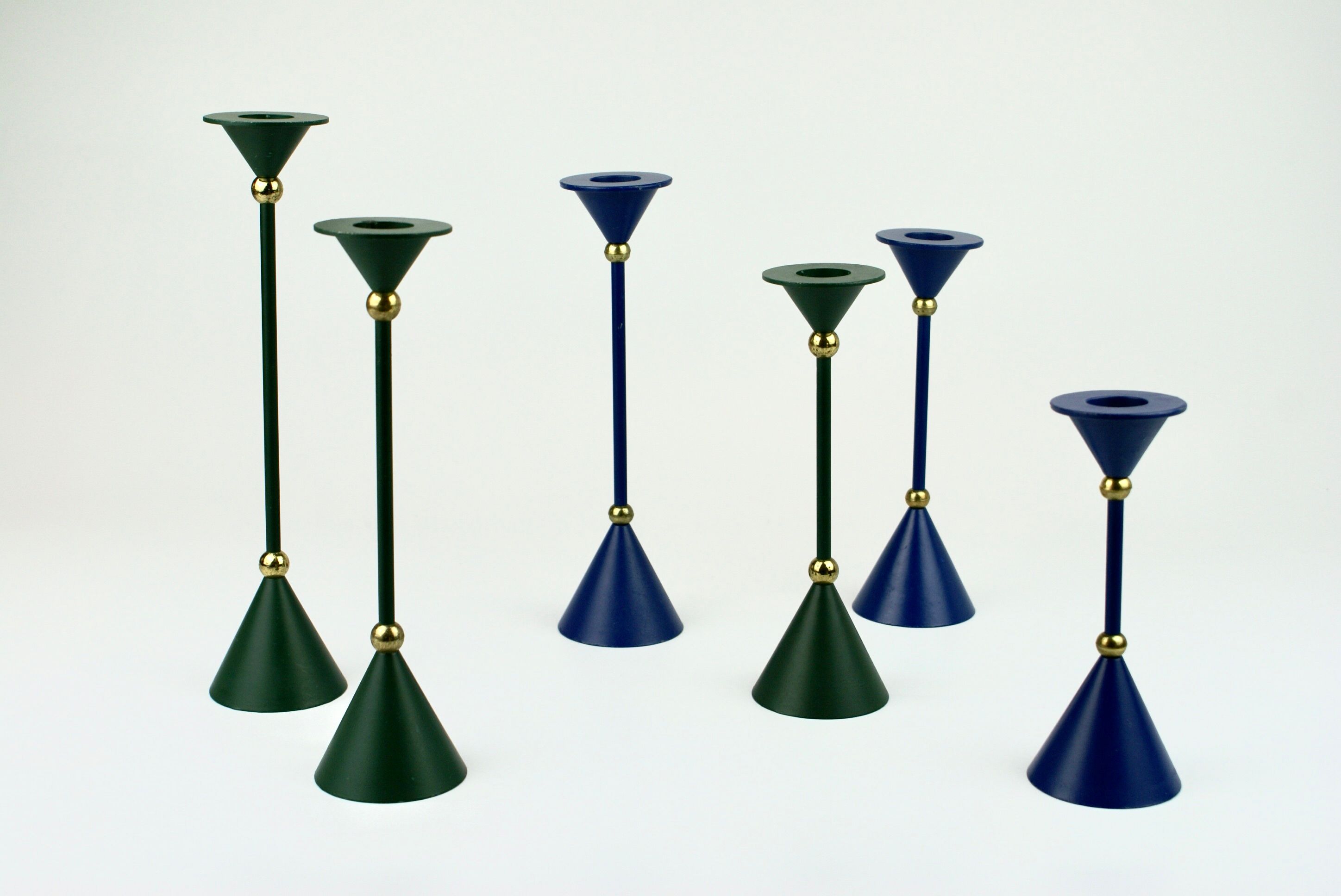 Set of three forrest green candle holders