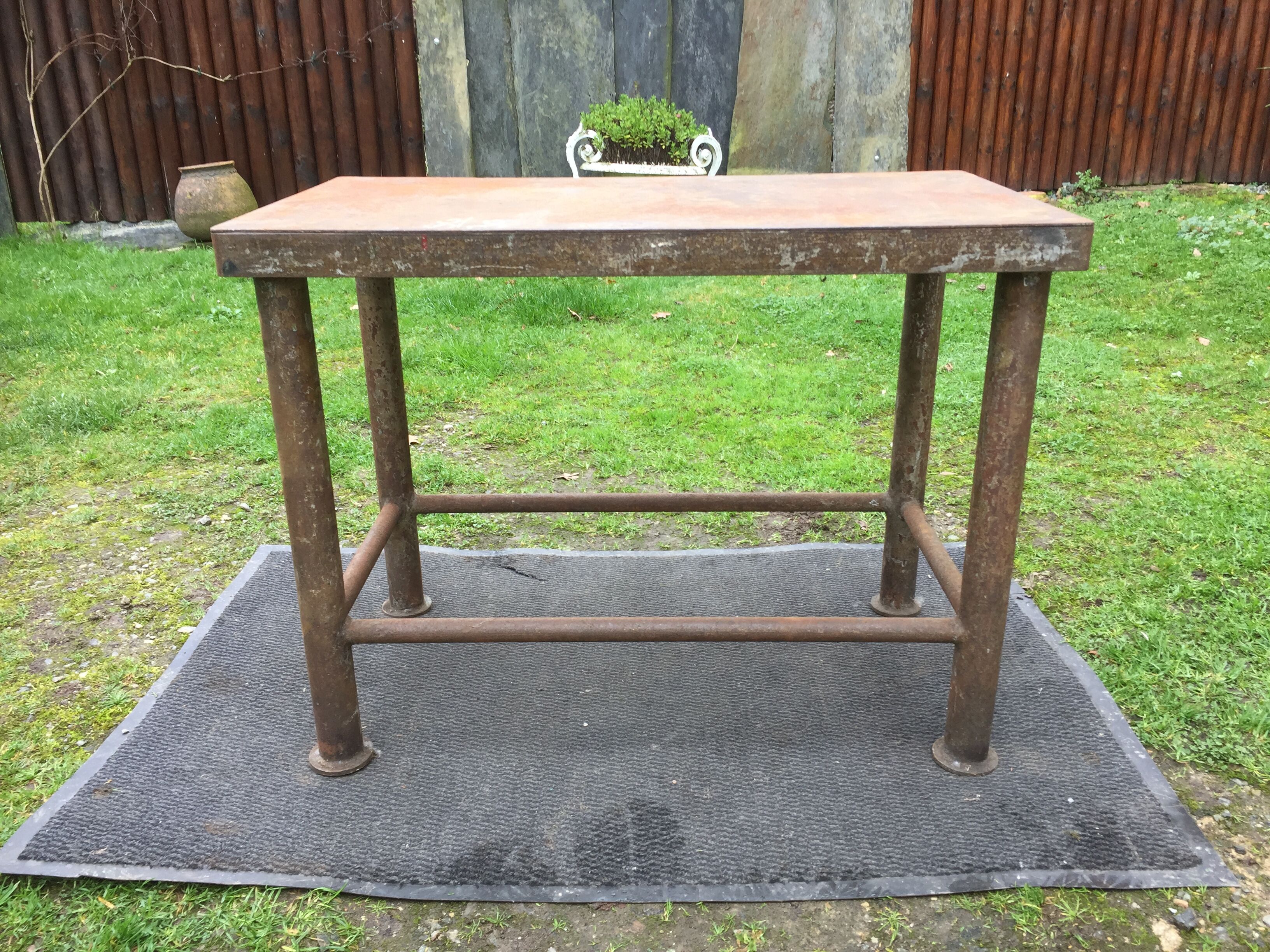 Vintage metal table from an industrial workshop for a makeover