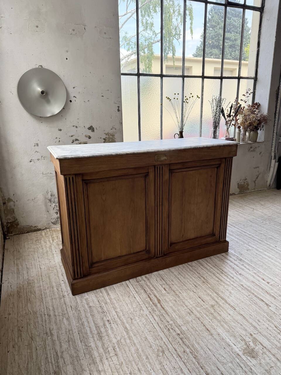 Oak and marble counter 1950