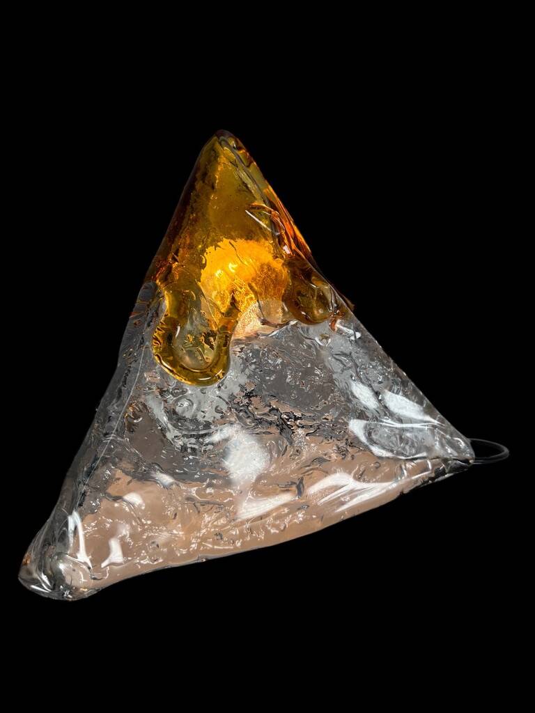 Mazzega Nason Murano orange pyramid lamp 1970 vintage Italy