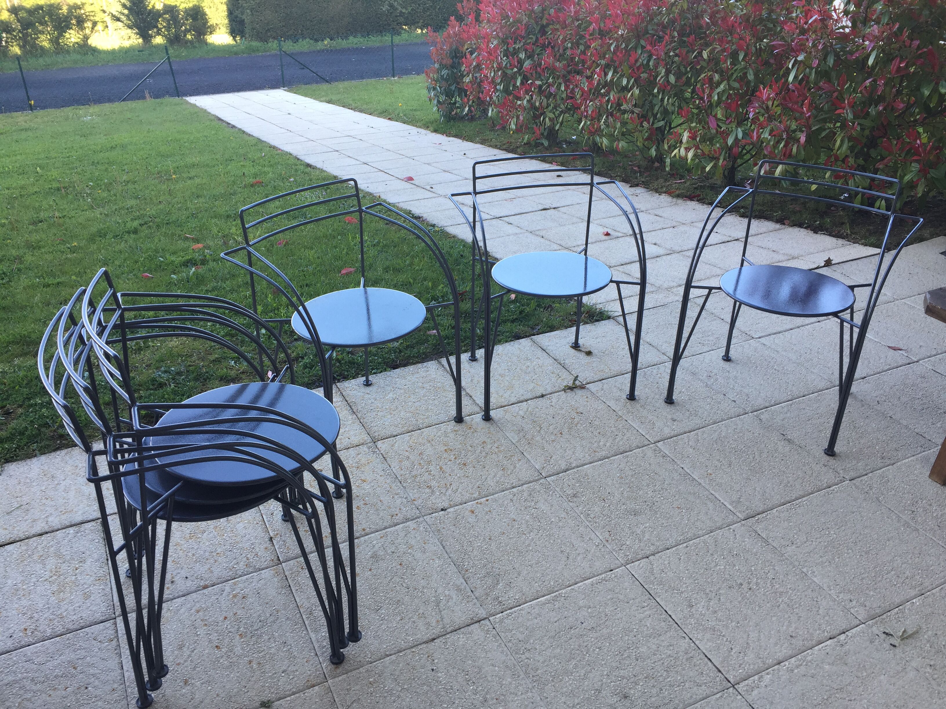 Set of 6 grey armchairs by designer Pascal Mourgue