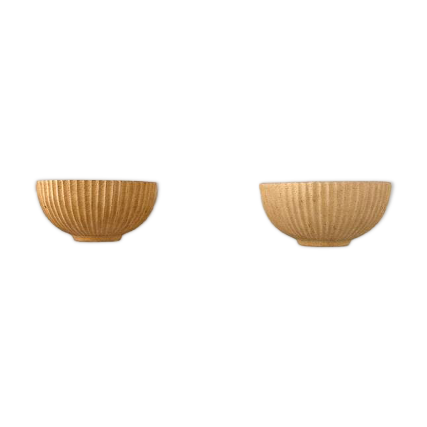 Pair of vintage beige ceramic wall lights, France, 1970.