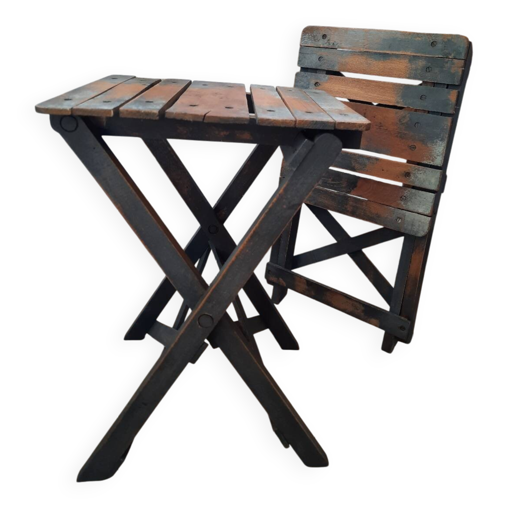 Antique wooden folding stools for painter