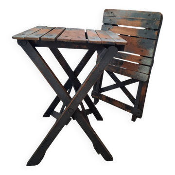 Tabourets pliants ancien peintre bois
