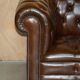 Restored Chesterfield leather sofa in vintage Art Deco style