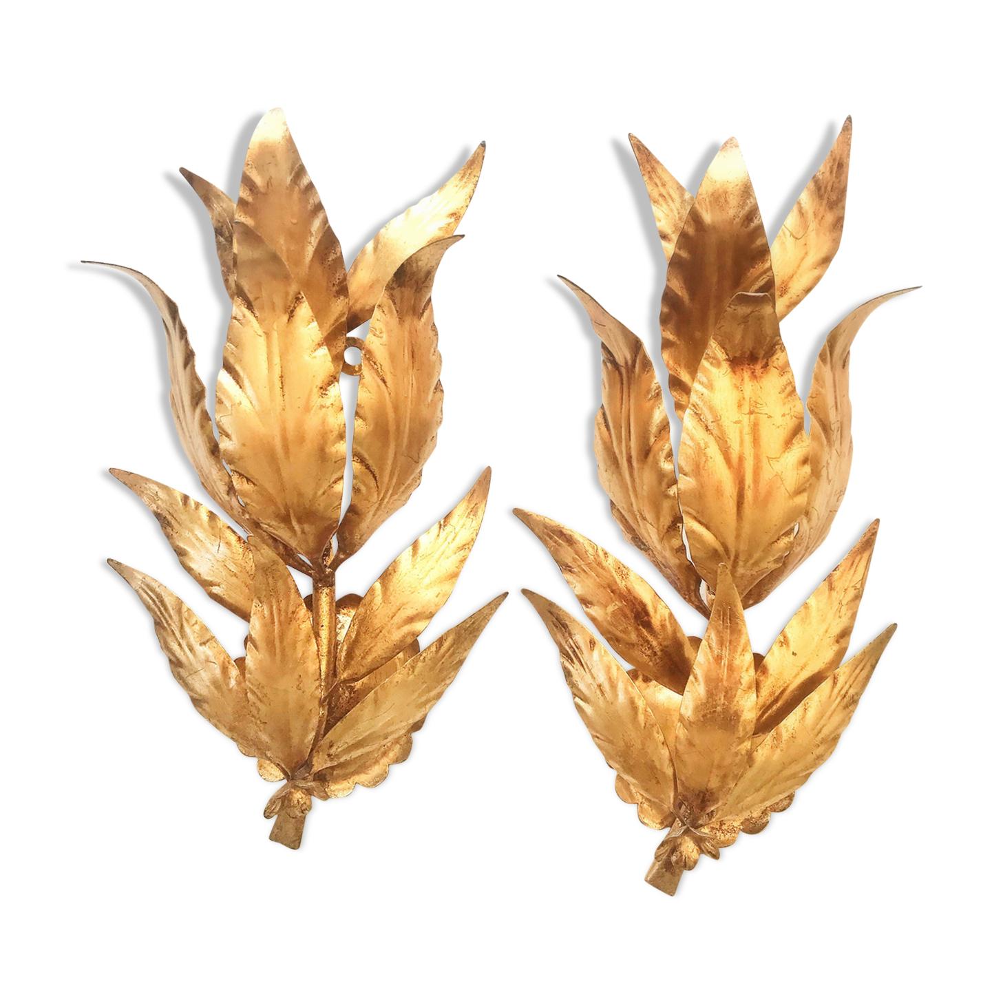 Pair of leaf wall sconces