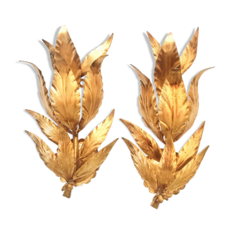 Pair of leaf wall sconces