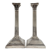 Pair of Victorian Sterling Silver Corinthian Column Candlesticks
