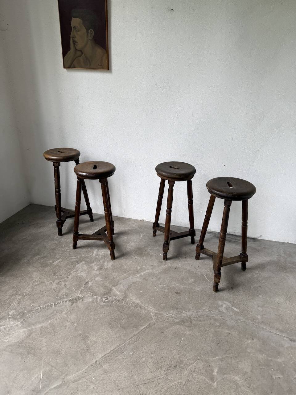 Oak bistro stools 1950