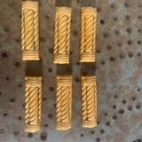 6 portes couteaux en céramique émaillée, barbotine, jaune dore vintage