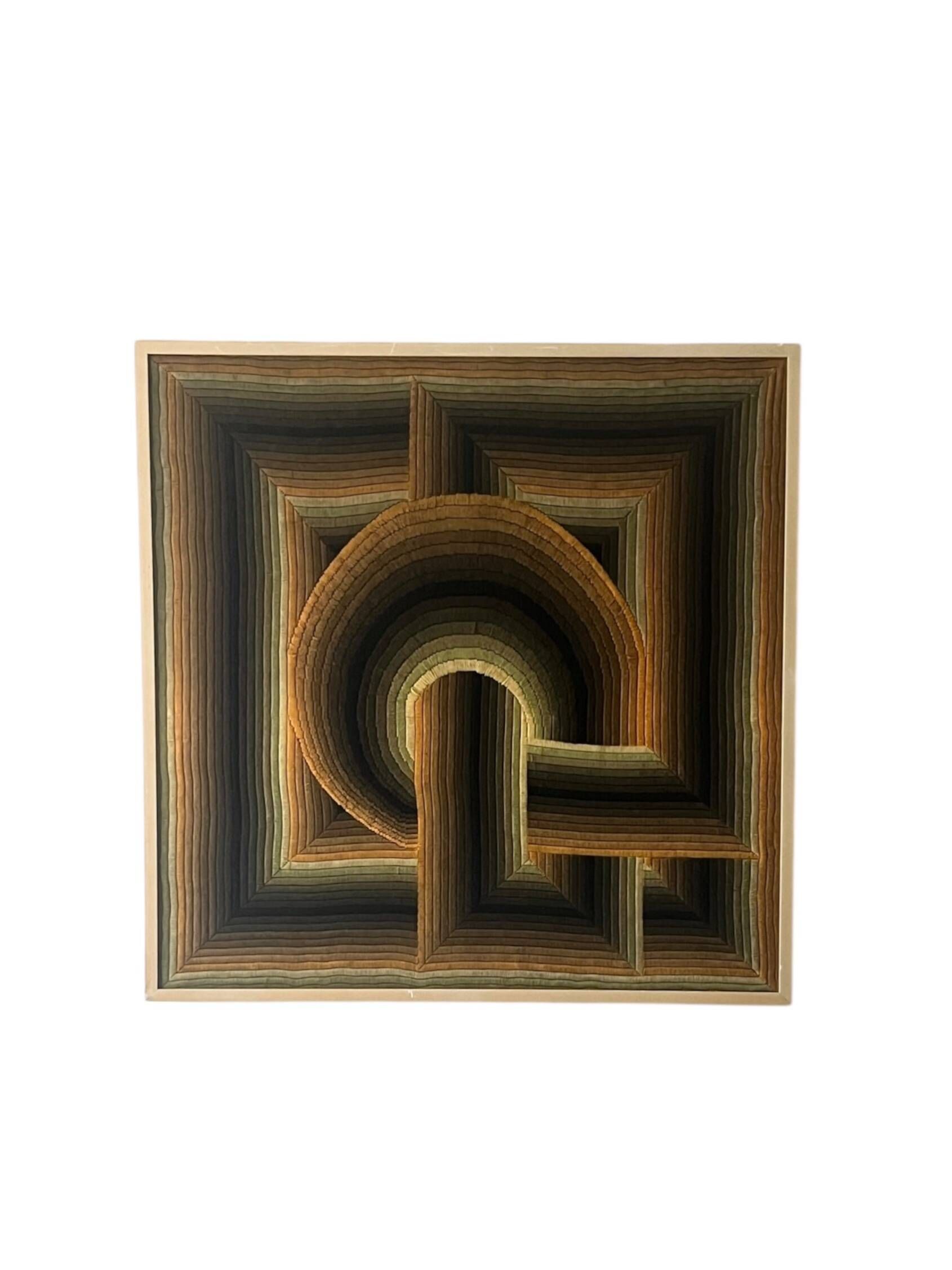 Patrice Allard, Kinetic Tapestry Painting, Vasarely School, Circa 1970