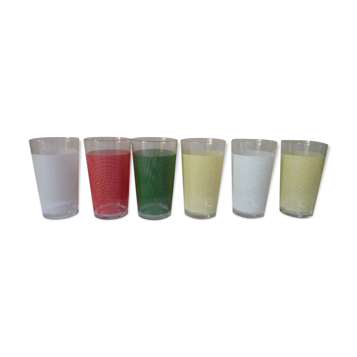 6 verres années 50 en couleurs