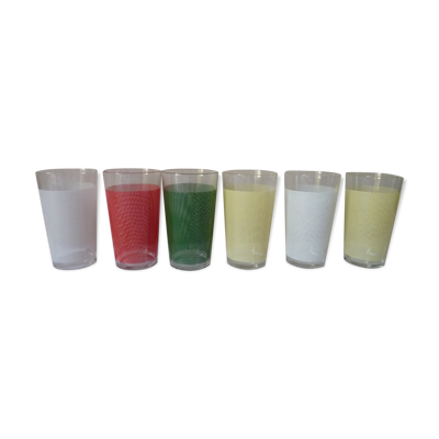6 verres années 50 en couleurs