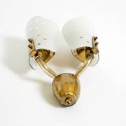 Beautiful large Mid Century Modern wall lamp made of brass and glass