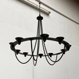 Vintage wrought iron candlestick chandelier by Ehlén Johansson for Ikea, 1990s.